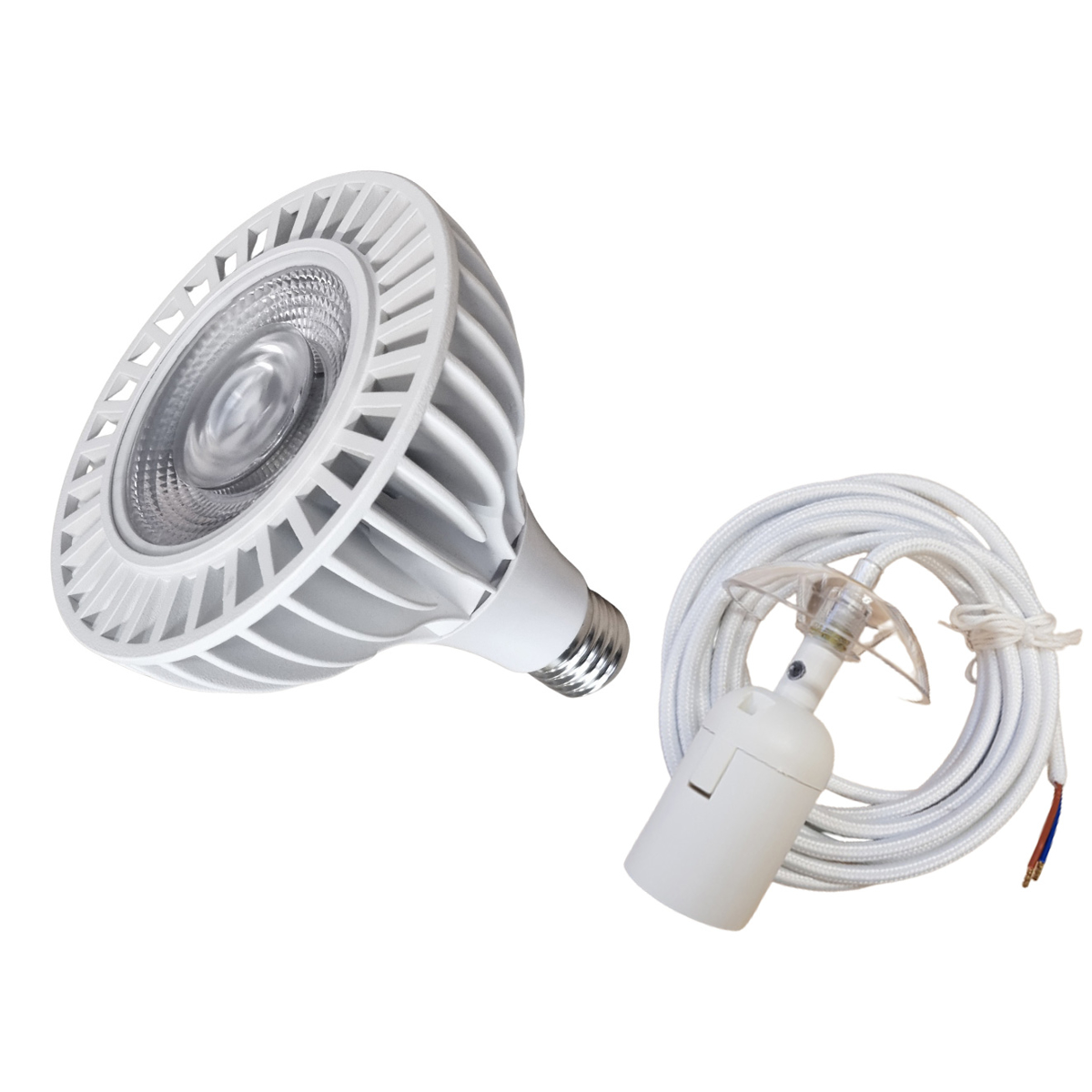 175w Vækstlys Pærer   Fatning Og Hvid Ledning Par38  35watt