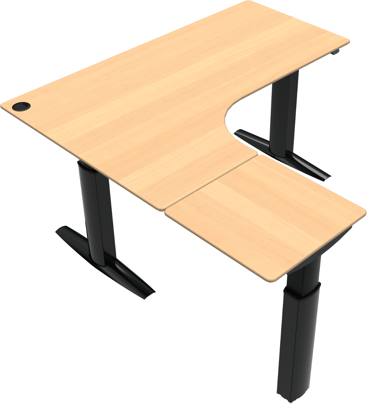 Zennord Elevateline  -formet Tre-bens Venstrevendt Hæve- Sænkebord Natur Sort   68-120 Cm