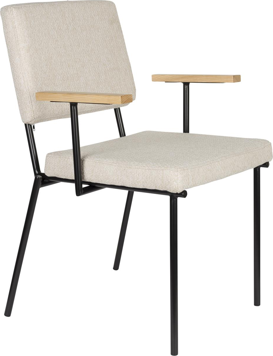 Zuiver Fellow Spisebordsstol Med Armlæn Lysgrå Polyester Sort Stel Sæt Af