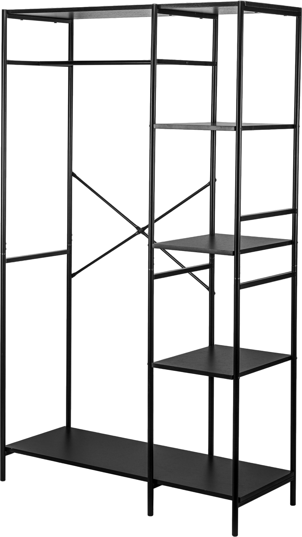 åben Reol Nordlys Furniture Chicago Sort Metal 170x100x40 Cm Minimalistisk Opbevaring
