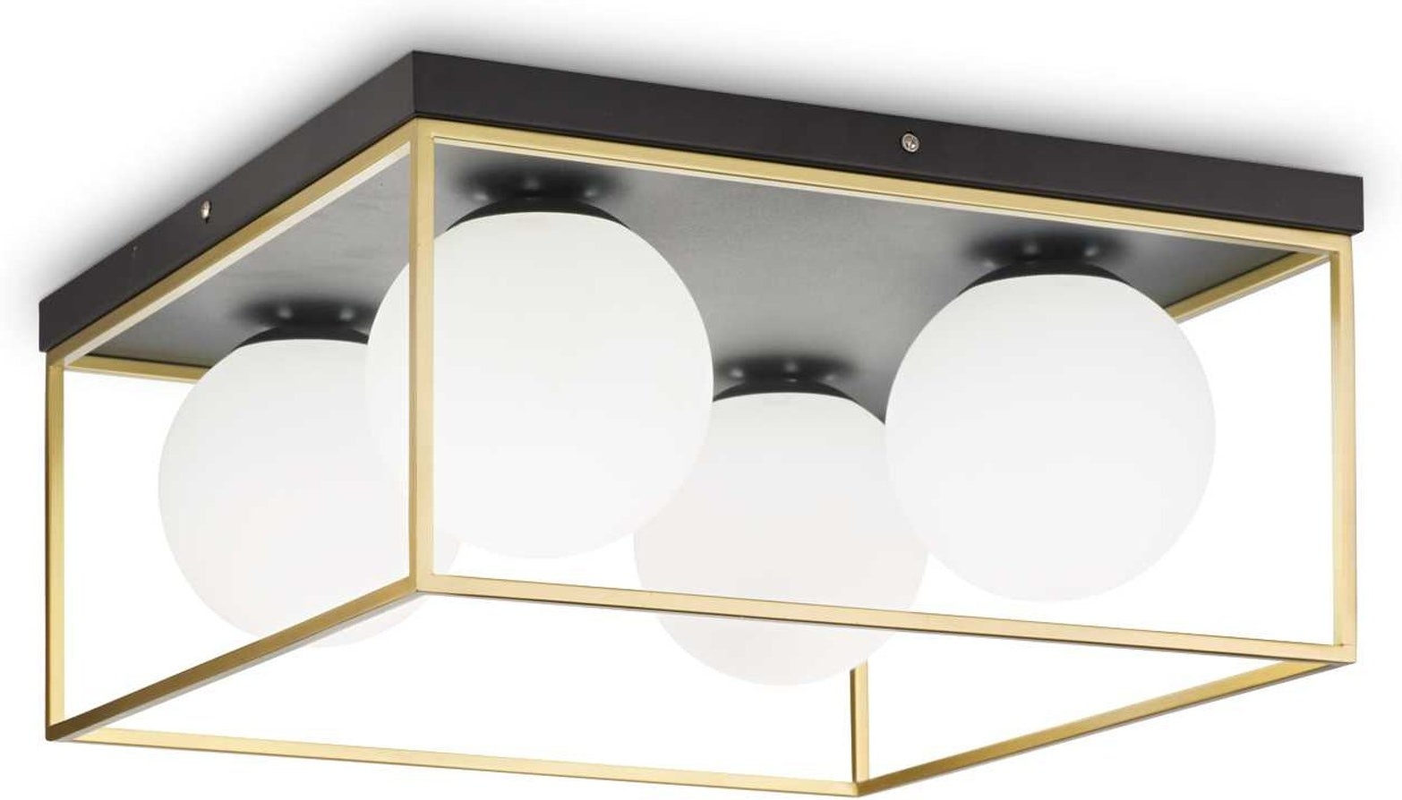 Elegant Loftslampe med Fire Hvide Glasdiffusorer - Ideal Lux