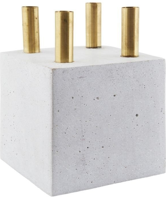 -armet Lysestage House Doctor The Cube Grå 16 Cm Pulveriseret Sten Resin