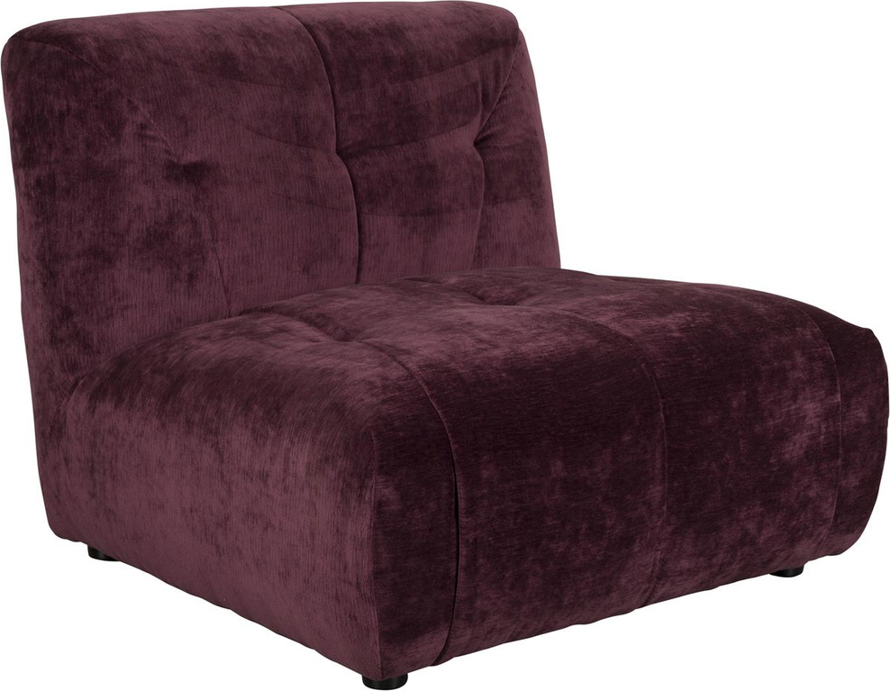 -personers Sofa Dutchbone Giada Aubergine Polstret Polyester Retro Design