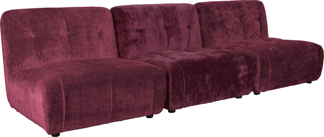-personers Sofa Dutchbone Giada Aubergine Polstret Polyester Retro-look 276x91x76 Cm