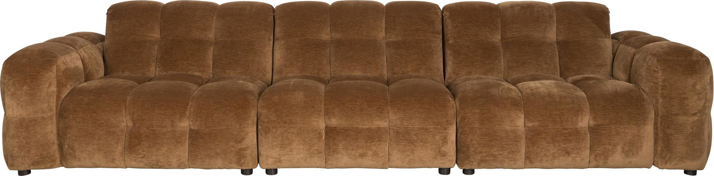 -personers Sofa Dutchbone Hackman Valnød Polyester Retro Design Firkantede Paneler H84   B364   L102 Cm