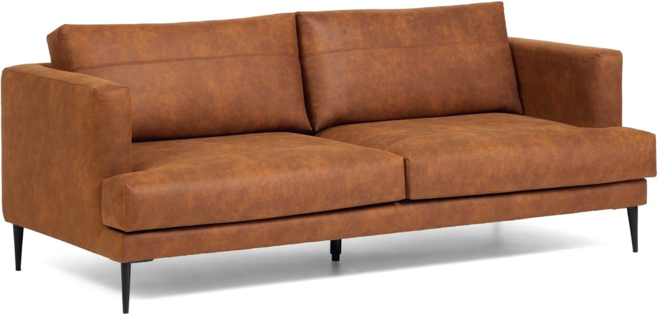 -personers Sofa Kave Home Tanya Vintage Nordisk Moderne Polstret Stof Brun 183x87x77 Cm
