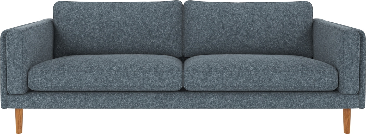 -personers Sofa Rowico Braden   Blå Bobby 15 Polyester Med Lakerede Egetræsben B216xd87xh78 Cm