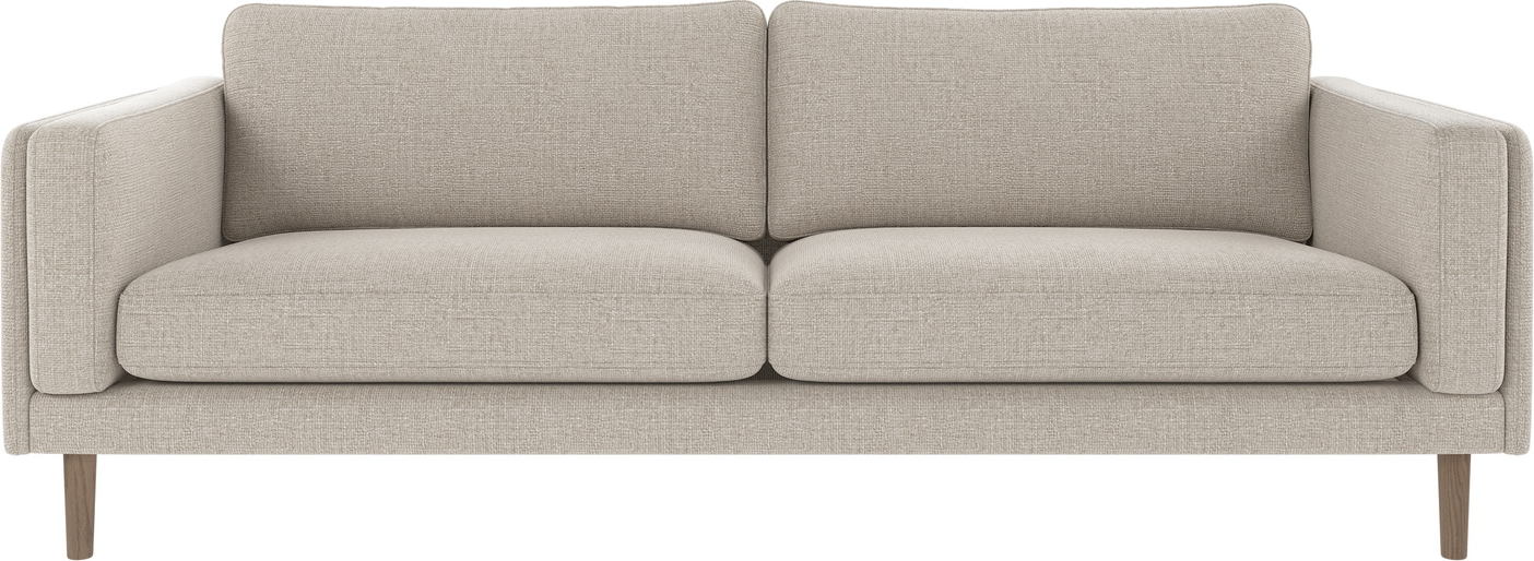 -personers Sofa Rowico Braden Lysegrå Polyester Hvidvaskede Egetræsben 216x87x78 Cm Nordisk Design Fsc-mix