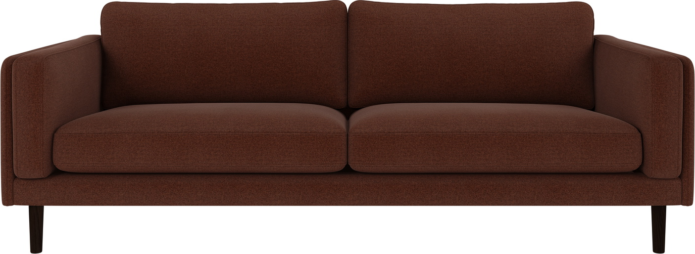 -personers Sofa Rowico Braden Rita 96 Rødbrun Polyester Stof Fsc-mix Egetræsben H78xb216xd87 Cm
