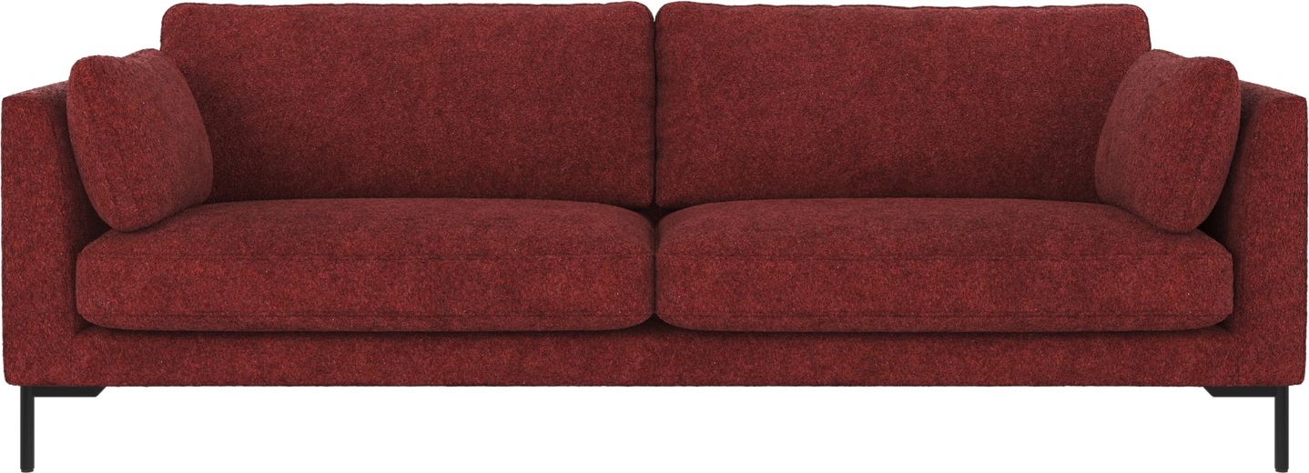 -personers Sofa Rowico Corwin   Dybrød Anna8 Polyester Med Sorte Pulverlakerede Metalben 238 Cm Bred