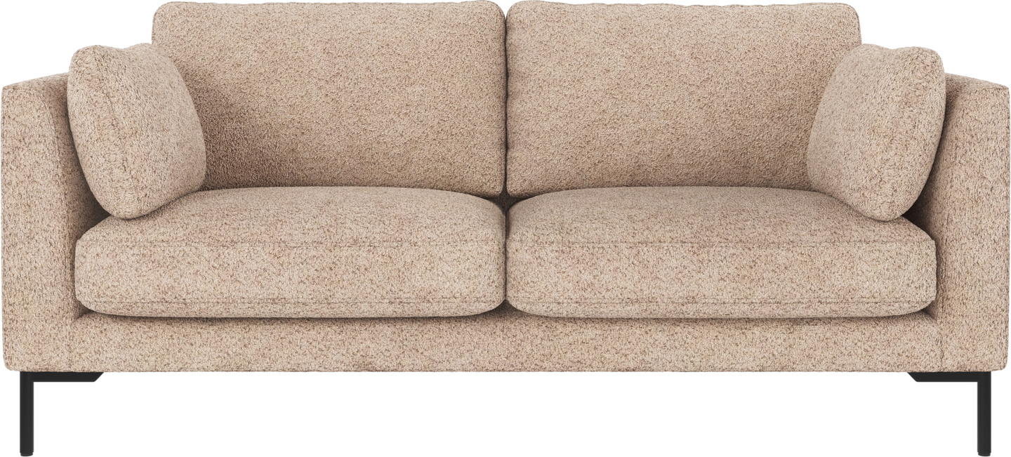 -personers Sofa Rowico Corwin   Lysebeige Anna-tekstil Med Sorte Metalben 190x98x83 Cm
