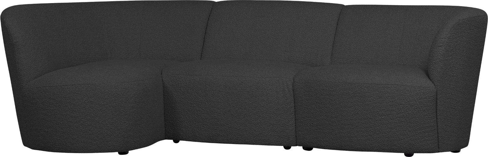 -personers Sofa Venstrevendt Chaiselong Woood Coco Bouclé Mørkegrå 230x138x70 Cm