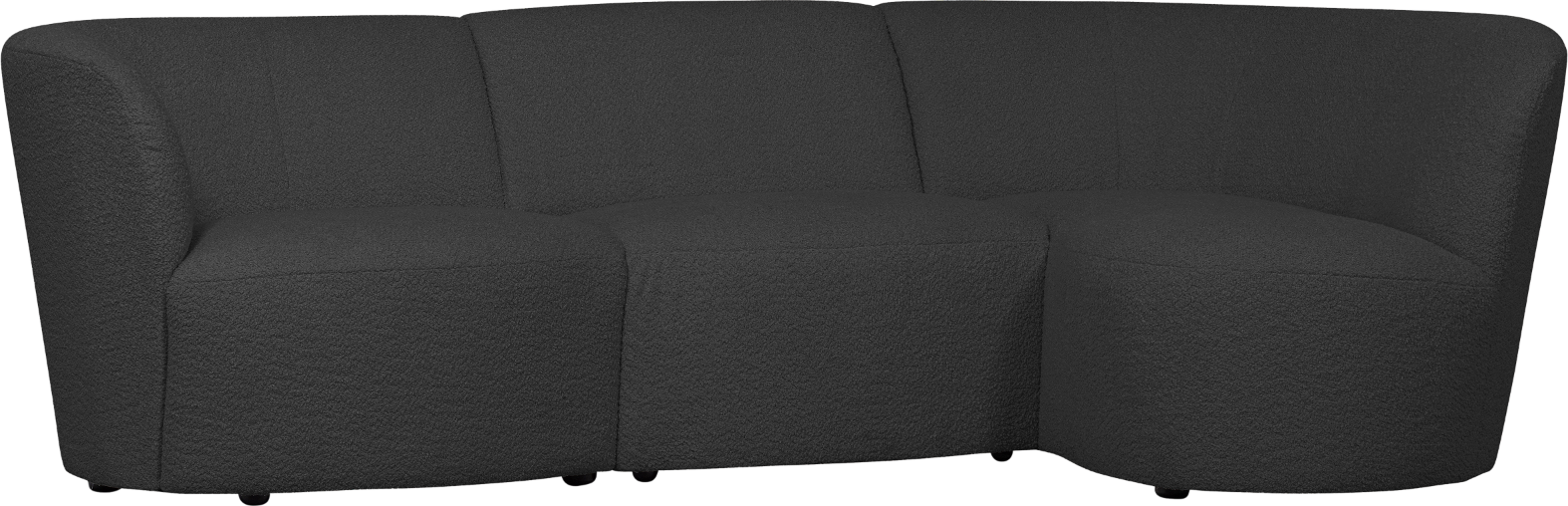 -personers Sofa Woood Coco Højrevendt Mørkegrå Uldbouclé Chaiselong