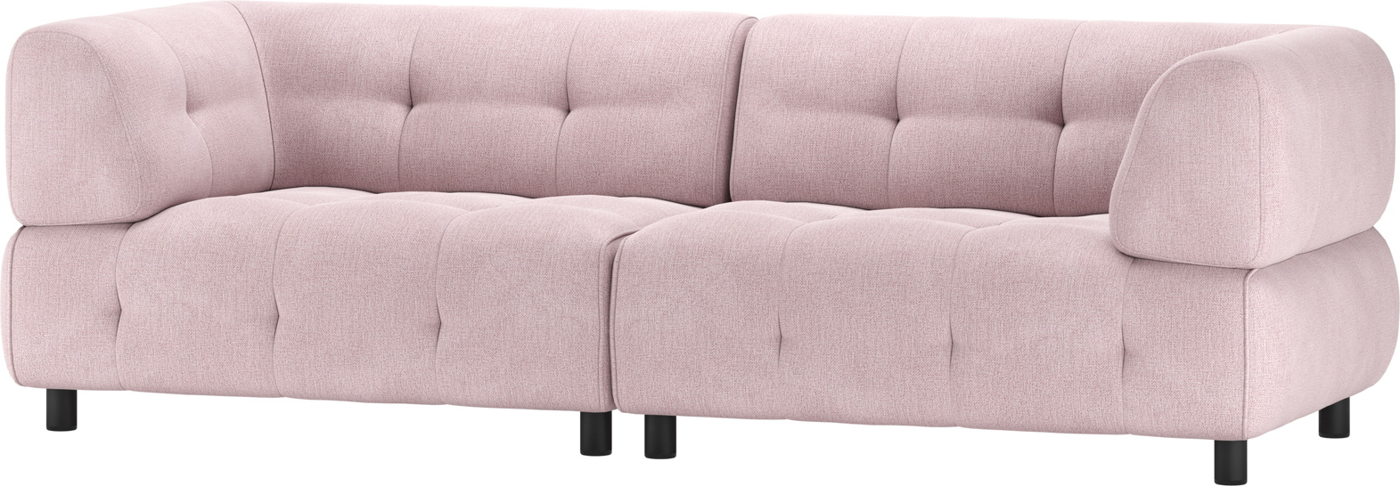 Elegant 3-personers Sofa Woood Louis i Lyserød Polyester