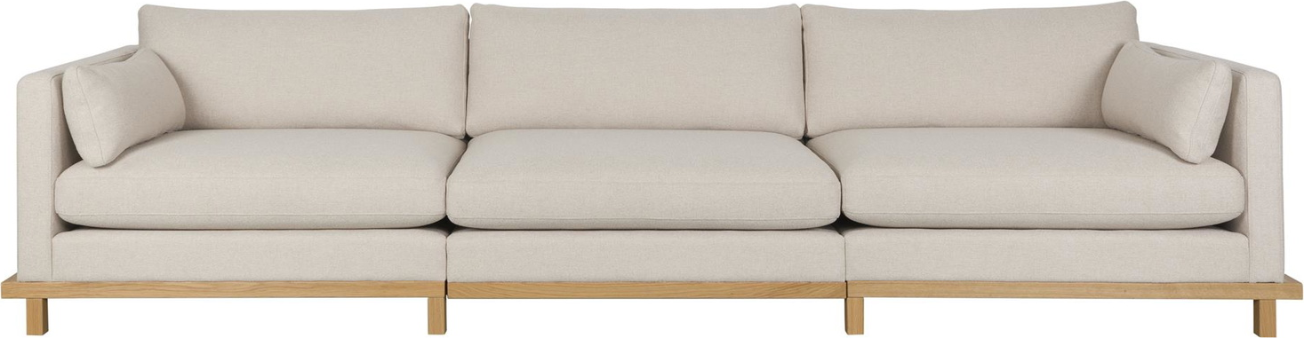 -personers Sofa Zuiver Blossom Lysgrå Natur Stof Med Pu-skum  Egetræsben