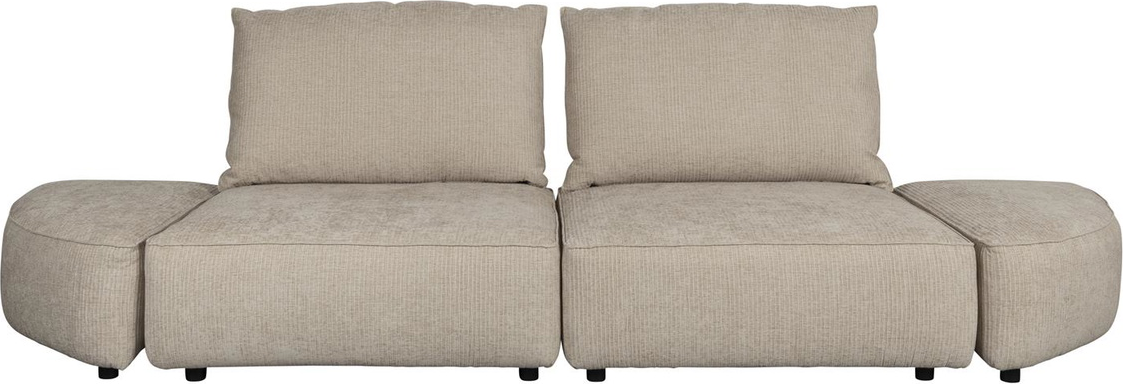 -personers Sofa Zuiver Hunter Stenlysgrå Modulopbygget   Blødt Ribbet Stof 318 Cm Bred