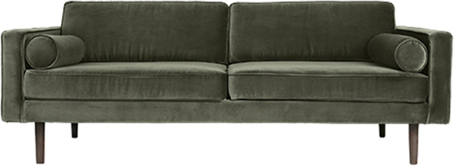 Elegant 3-personers Velourssofa Wind – Mørkegrøn tilbud